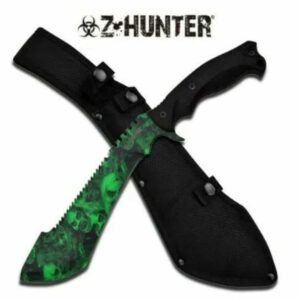 Machete Knife with Skull Print and Sheath